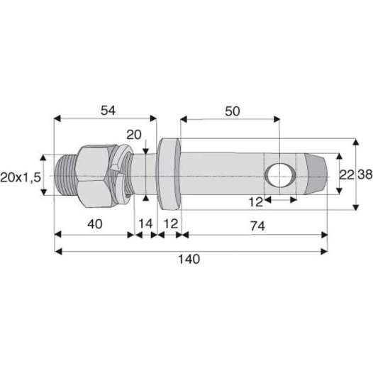 piton d'attelage inférieur cat 1 diamètre 22/20
