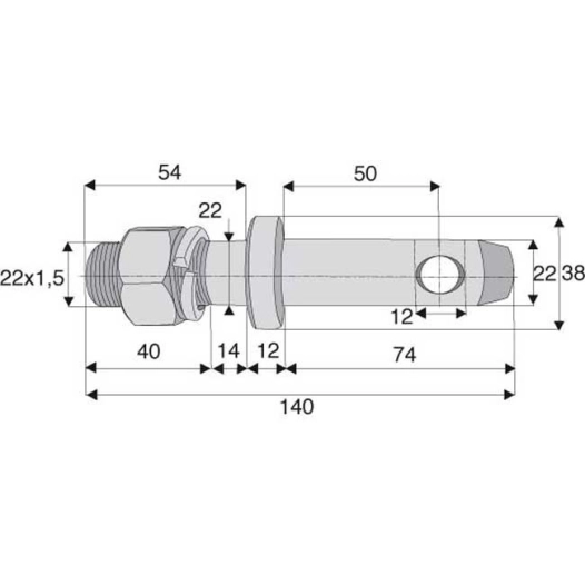 piton d'attelage inférieur cat 1 diamètre 22/22