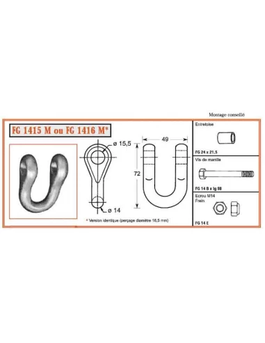 manille droite fg 1415 m