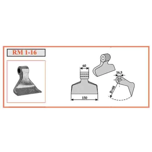 marteau rm 1-16 lc 150 lt 60 r 88 ø 16.5 (humus gard )