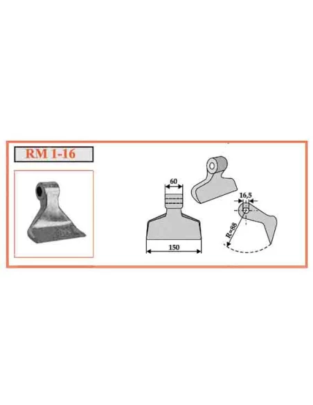 marteau rm 1-16 lc 150 lt 60 r 88 ø 16.5 (humus gard )