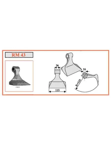 marteau rm 43 lc 115 lt 36 r 110 ø 16 (kuhn j 1891002)