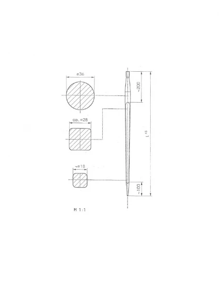 dent de fourche droite - fix. Cone long - ø36 - long: 800 - type : stoll