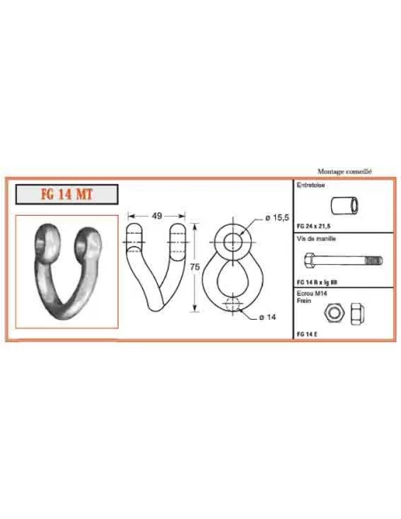 manille torse fg 11 mt ø11.5 ecart 42