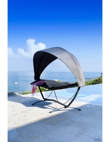Hamac Senena avec ombrelle Grey noir - Proloisirs
