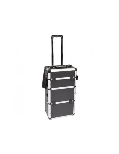 Mallette trolley en aluminium - noir - 370 x 270 x 670 mm