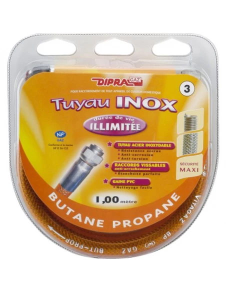 Tuyau Flexible gaz inox 1m ultima butane propane - DIPRA