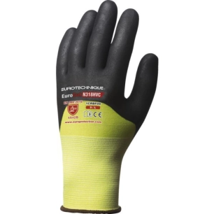 gants hppe, 3/4 enduit nitrilenoir tricot sans couture poignet elastique