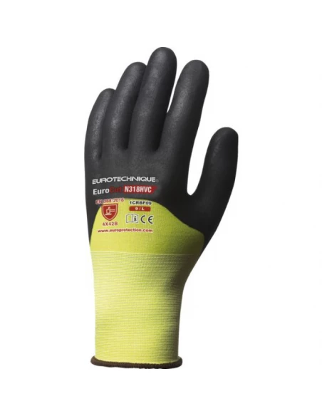 5 gants hppe, 3/4 enduit nitrilenoir tricot sans couture poignet elastique