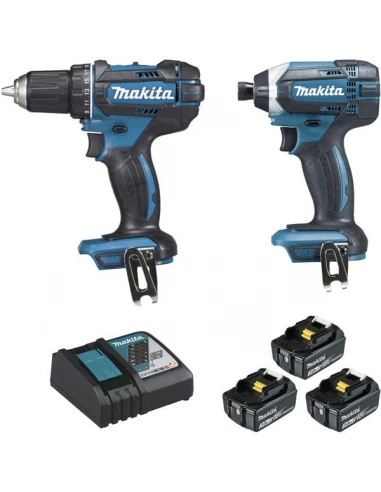Kit 2 outils 18V 3x3Ah perceuse visseuse + visseuse à choc - Makita