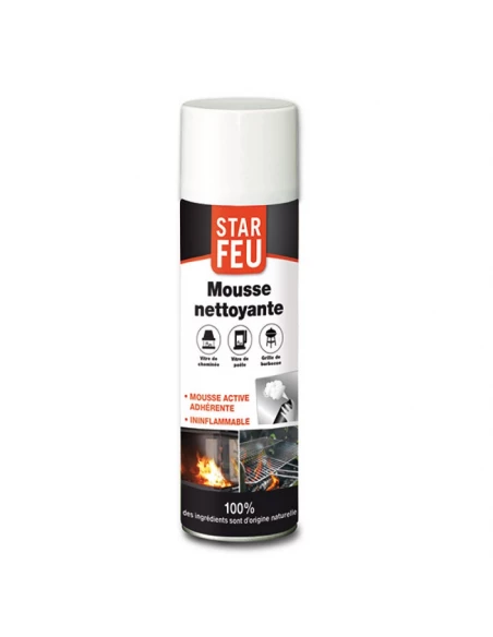Mousse aerosol nettoyante pour vitre de cheminée - STARFEU