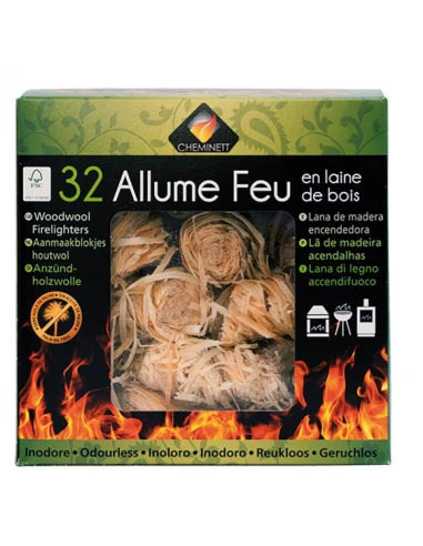 allume feu 32 laine de bois 100% végétal