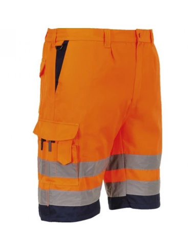 Bermuda HiVis Poly-coton couleur : Orange/Marine taille L - PORTWEST