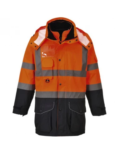Parka Haute-Visibilité 7-en-1 Traffic Contrast couleur : Orange/Marine taille S - PORTWEST