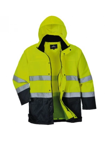 Veste de pluie HV bicolore couleur : Jaune/Marine taille S - PORTWEST
