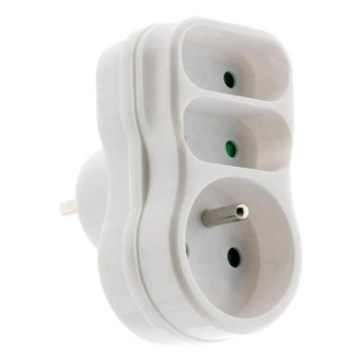 Triplite 1x16a + 2x 6a Façade - Blanc - Zenitech