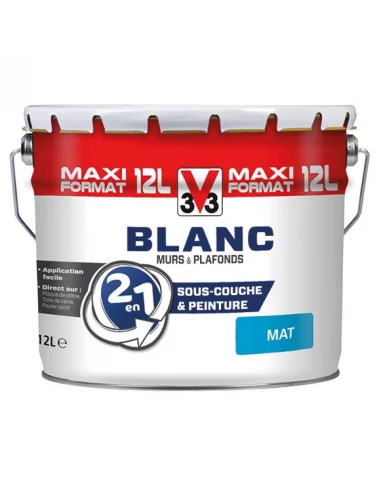 Peinture mur et plafond 2 en 1 mate 12 litres - V33