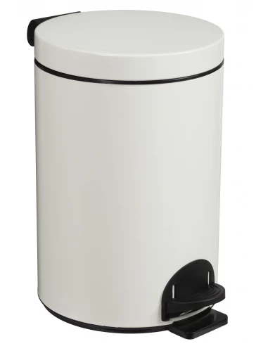Poubelle a pedale metal epoxy3 l - blanc - diam 170 x h 260 mm