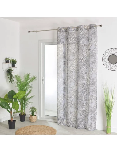voilage imprime gris