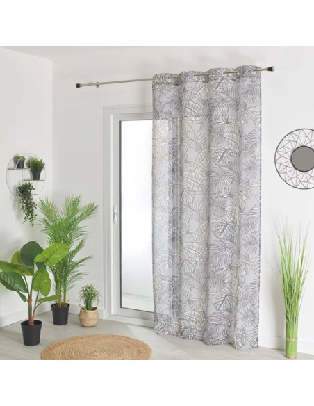 voilage imprime gris