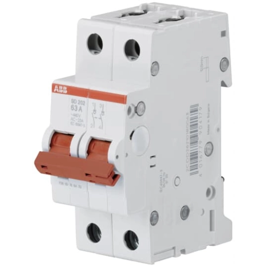 Interrupteur modulaire bipolaire SD202 2P à vis 63A - ABB