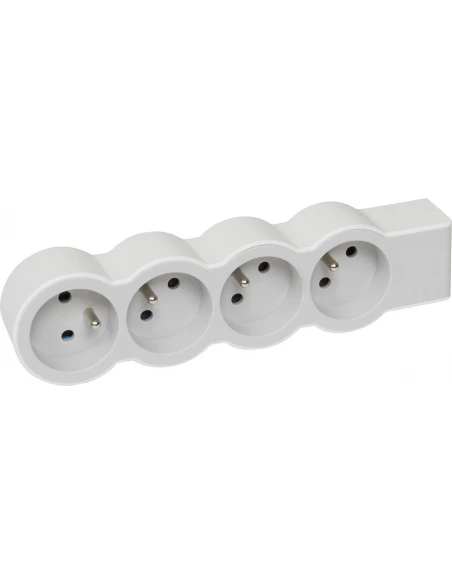Bloc multiprise extra-plate avec 4 prises de courant avec terre à câbler - blanc et gris - Legrand