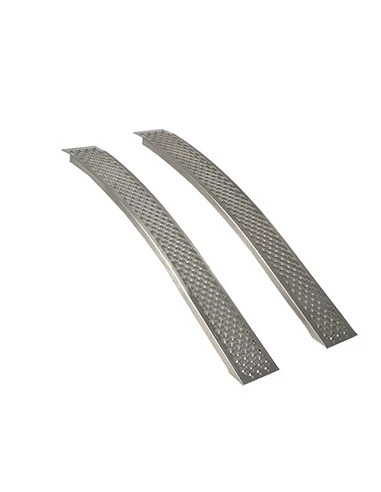 Jeu de 2 rampes courbées aluminium L: 150cm l: 20 cm, profil antidérapant d'une capacité maximum de