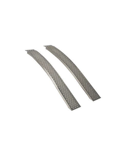 Jeu de 2 rampes courbées aluminium L: 150cm l: 20 cm, profil antidérapant d'une capacité maximum de