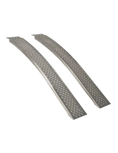 Jeu de 2 rampes courbées aluminium L: 200cm l: 20 cm, profil antidérapant d'une capacité maximum de