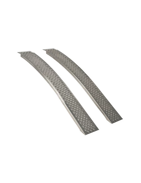 Jeu de 2 rampes courbées aluminium L: 200cm l: 20 cm, profil antidérapant d'une capacité maximum de