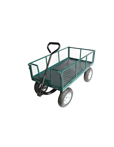 Chariot grillagé métal équipé de quatre pneumatiques 13x350-6 Dimensions benne 114 x 59 x 30 cm Capa