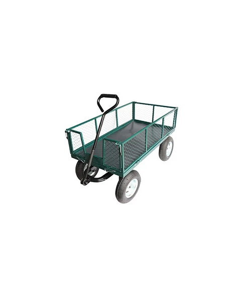 Chariot grillagé métal équipé de quatre pneumatiques 13x350-6 Dimensions benne 114 x 59 x 30 cm Capa