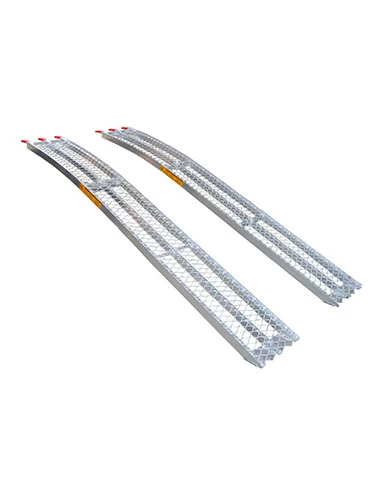 Jeu de 2 rampes courbées alu L: 226cm L: 30 cm, profil antidérapant d'une capacité maximum de 680kg/