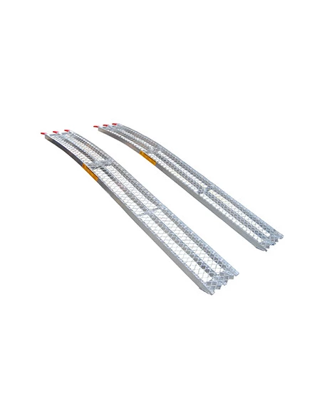 Jeu de 2 rampes courbées alu L: 226cm L: 30 cm, profil antidérapant d'une capacité maximum de 680kg/