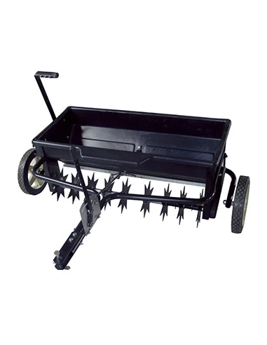 Aérateur autoportée / épandeur en ligne d'une largeur de travail de 80 cm, capacité de 45 kg avec ré