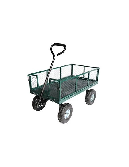 Chariot grillagé métal équipé de quatre pneumatiques 10x350-4 Dimensions benne 97 x 51 x 30 cm Capac