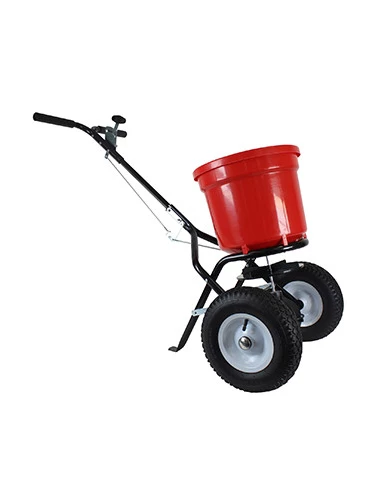 Épandeur rotatif à pousser bac rond capacité maximale de 25 kg avec réglage du débit par levier en