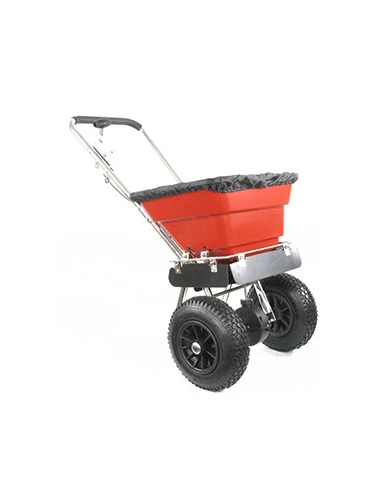 Épandeur de sel à pousser avec châssis inox d'une capacité maximale de 36 kg , pneus 12'' avec Chamb