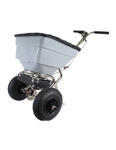Épandeur de sel à pousser avec châssis inox d'une capacité maximale de 42 kg 3 déflecteurs orientab