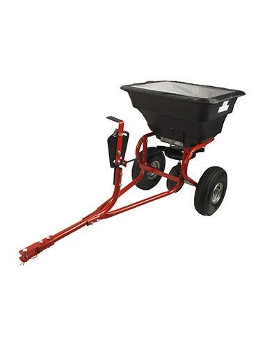 Épandeur rotatif à tracter d'une capacité maximale de 34 kg avec débit réglable par levier, pneus 10