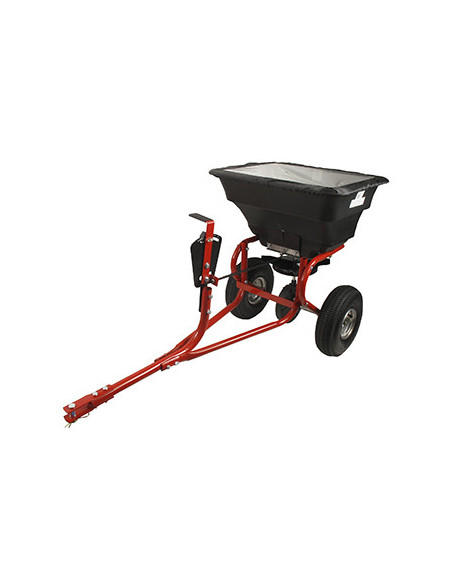 Épandeur rotatif à tracter d'une capacité maximale de 34 kg avec débit réglable par levier, pneus 10