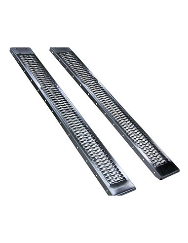 Jeu de 2 rampes droites en acier L: 195cm l: 23cm, profil antidérapant d'une capacité maximum de 450