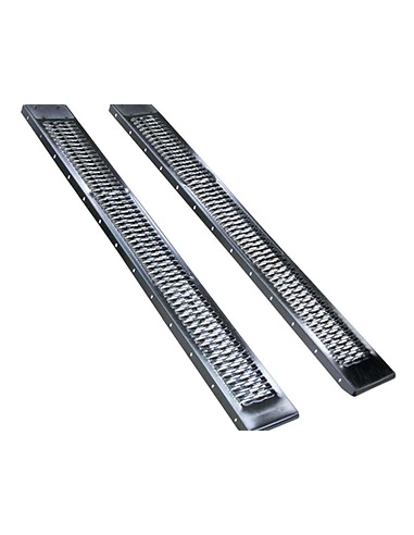 Jeu de 2 rampes droites en acier L: 195cm l: 23cm, profil antidérapant d'une capacité maximum de 450