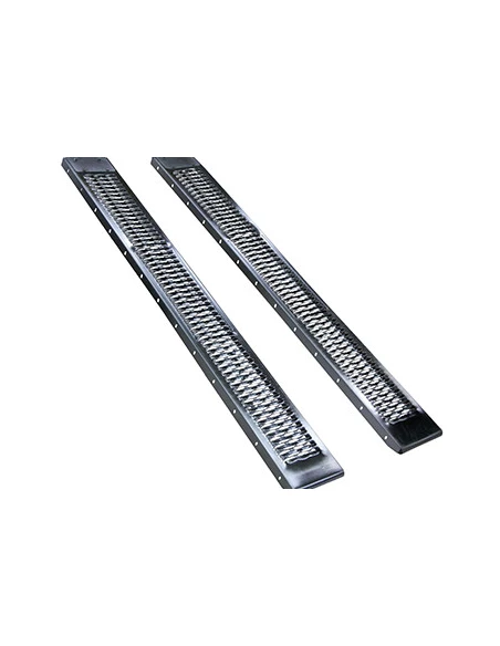 Jeu de 2 rampes droites en acier L: 195cm l: 23cm, profil antidérapant d'une capacité maximum de 450