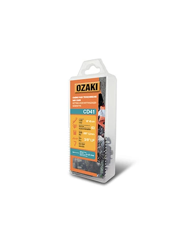 Chaîne de tronçonneuse OZAKI sous coque semi carrée: 3/8''LP 050 (1,3mm) 63 entraîneurs ( E63 )