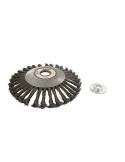 Tête brosse métallique pour débroussailleuse diamètre: 200mm. A partir de 40 cc. S'adapte comme une lame de coupe. Alésage : 25