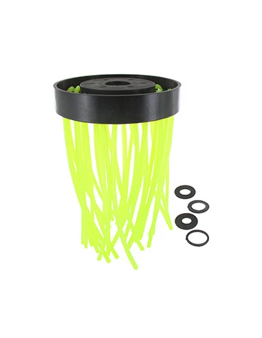 Tête plastique brosse 32 fils nylon, diamètre 120mm, recommandé pour débroussailleuses à partir de 30cc de cylindrées. Accepte f