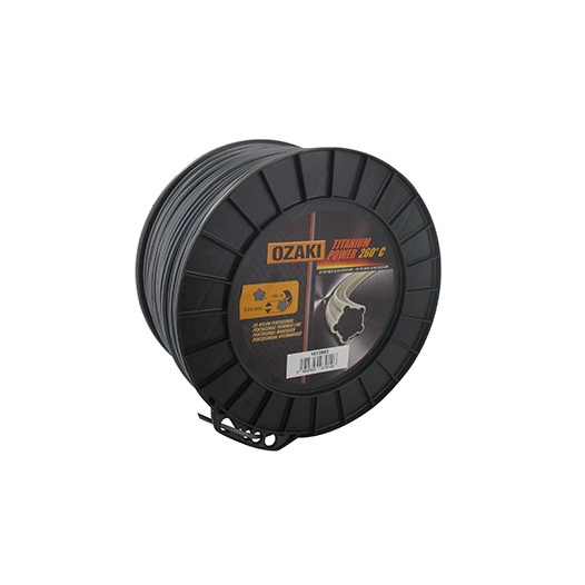 Bobine fil OZAKI TITANIUM POWER 3,0mm X 186m Profil pentagonal, co-polymère haute résistance.