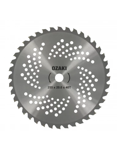 Lame 40 dents à pointe carbure adaptable pour débroussailleuse - Coupe de 255mm, alésage: 20mm, épaisseur: 1,3mm.