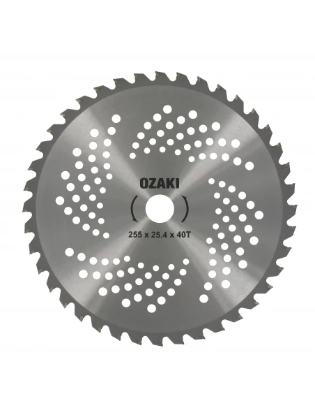 Lame 40 dents à pointe carbure adaptable pour débroussailleuse - Coupe de 255mm, alésage: 25,4mm, épaisseur: 1,3mm.